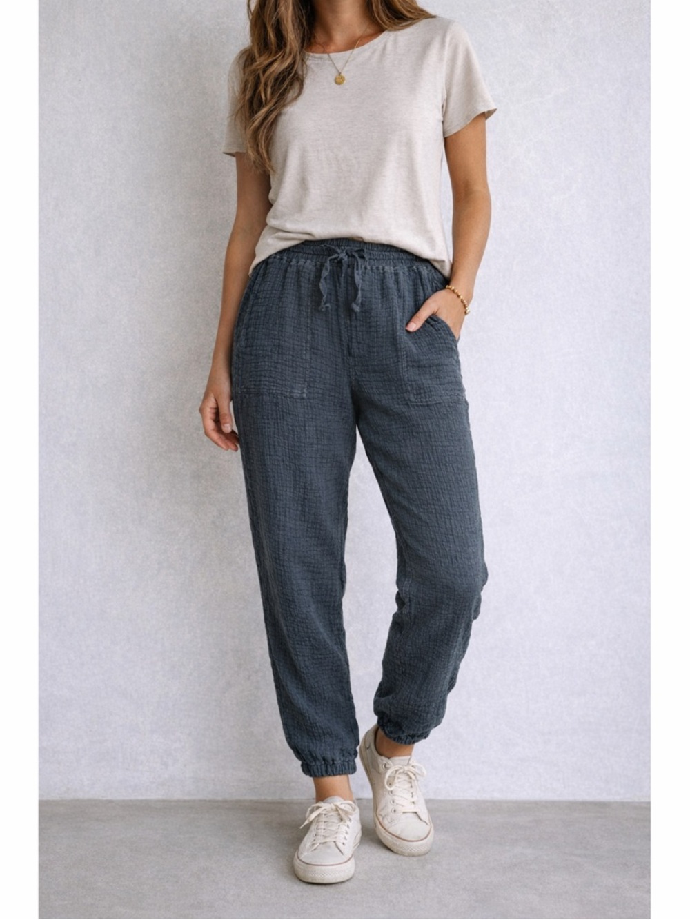 Raquel Allegra Gaze Cameron Drawstring‎ Cargo Jogger Pants